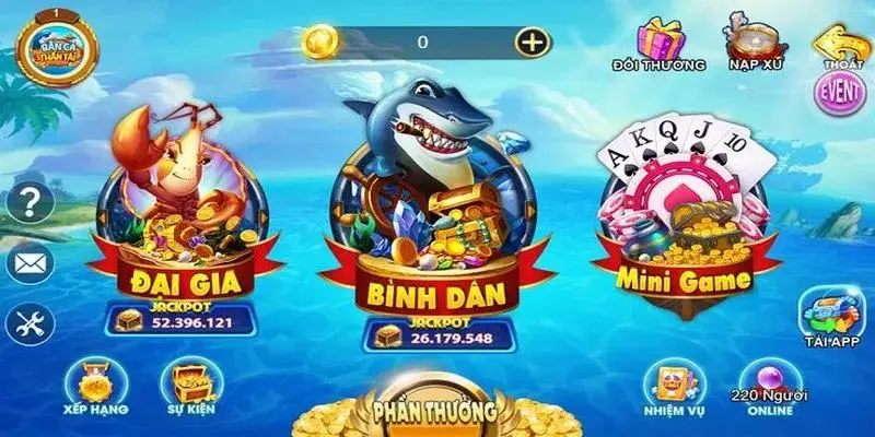 Hệ thống các loài cá biển đa dạng trong bắn cá thần tài