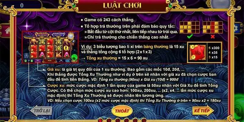 Các biểu tượng và hệ số thưởng trong kho tàng ngũ long